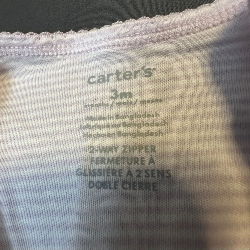 Carters Baby Girls 2 Pack 3M Footed Sleepers Pink Butterfly Purple Bunny Stripe